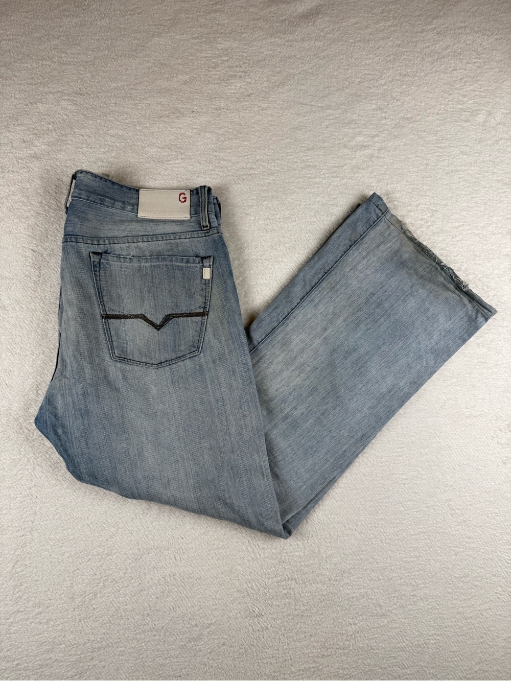 Guess Jeans Cliff Boot Cut Mens 36x30 Medium Wash Blue Denim 100% Cotton Faded